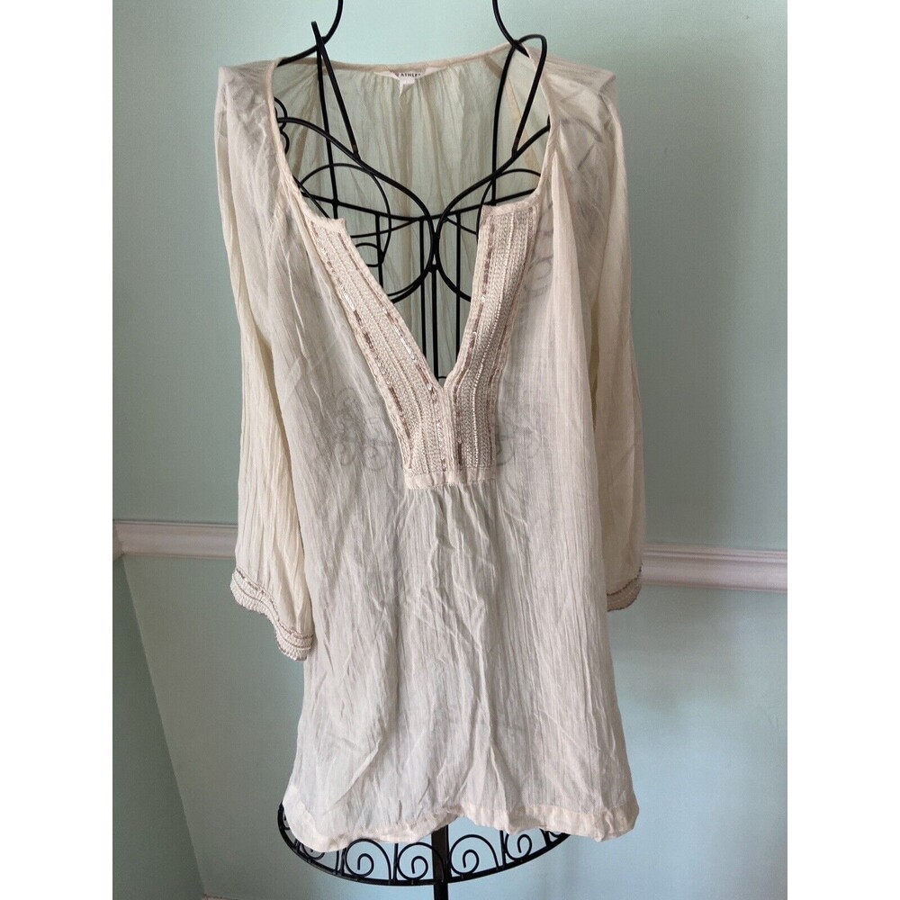 Athleta Mariana Tunic Sandcastle‎ Cotton Beaded Sequined Size M